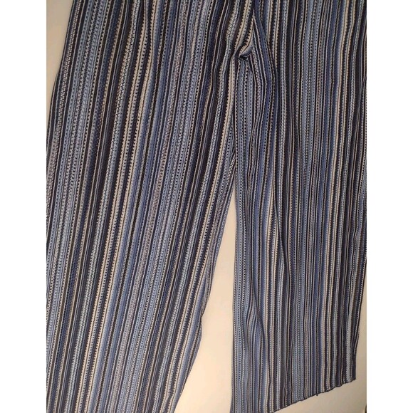 Becca by Rebecca Virtue Pierside Cover Up Flyaway Pants Blue Stripes Size 2X 22 - Picture 9 of 12